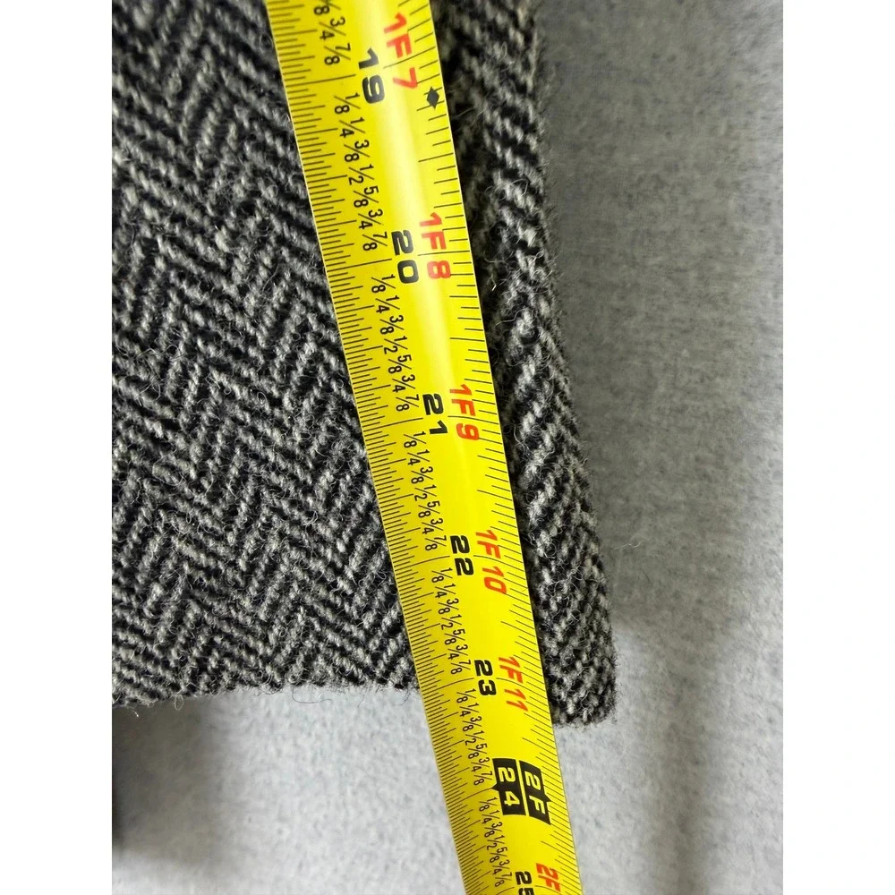 Bespoke Harris‎ Tweed Wool Herringbone Blazer Elbow Patch Mens 42R Grey